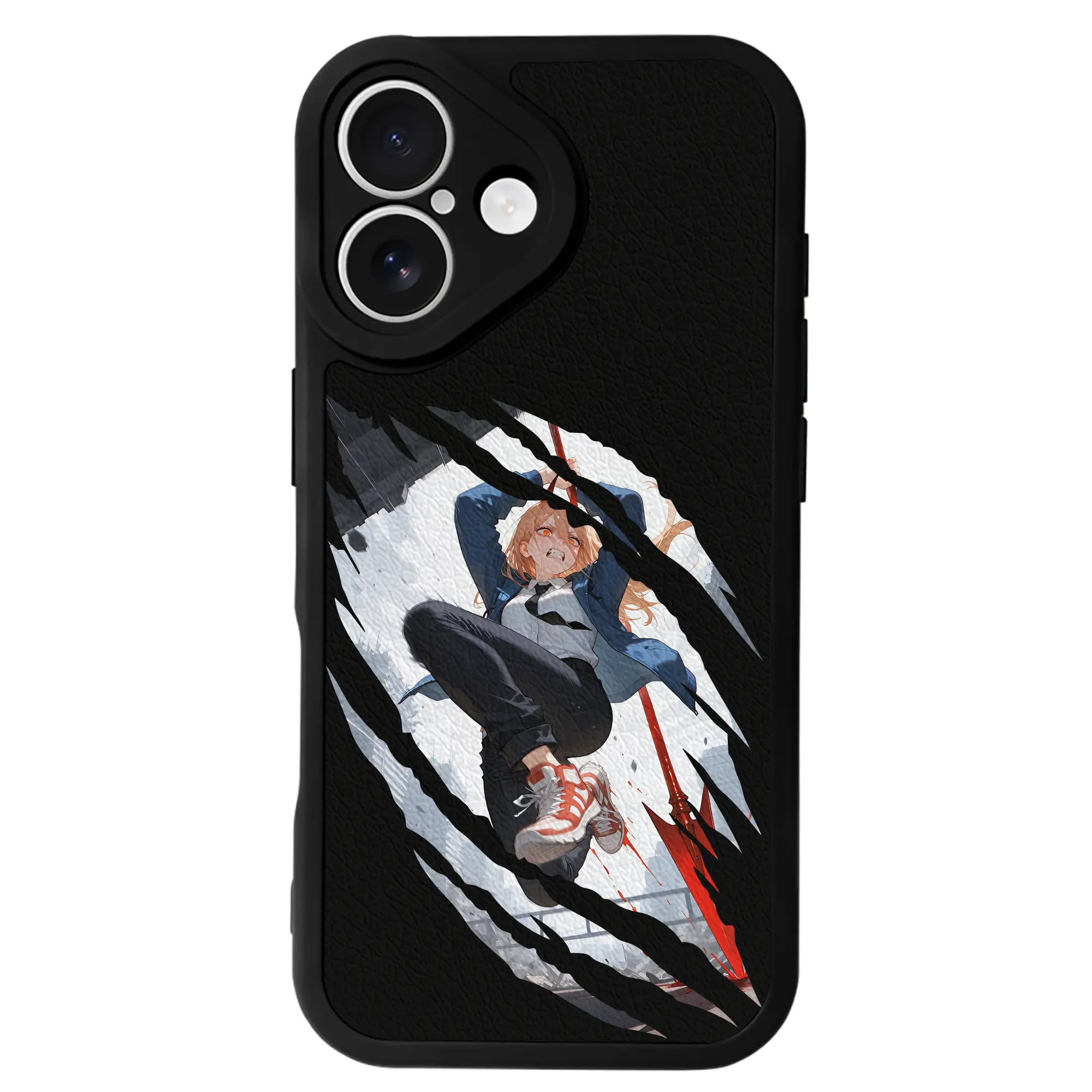 チェンソーマン グッズ,パワー - IPhone 16シリーズ対応 ・ シリコンスマホケース ・ レザー調 ・ 高精度フィット ・ 耐衝撃 ・ ワイヤレス充電対応 ・ 精密カット